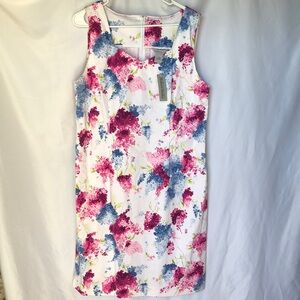 NWT MADISON STUDIO pink and white floral print sleeveless dress. Size 16.
